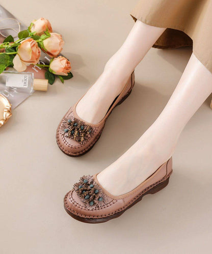 Caramel Flats Cowhide Leather Comfortable