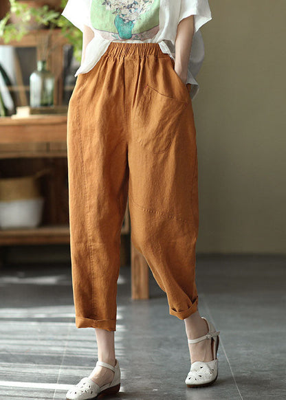 Caramel High Waist Color Linen Harem Pants Summer