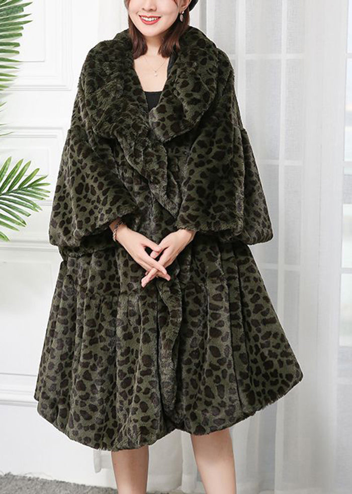 Caramel Oversized Leopard Print Fuzzy Fur Fluffy Jackets Winter