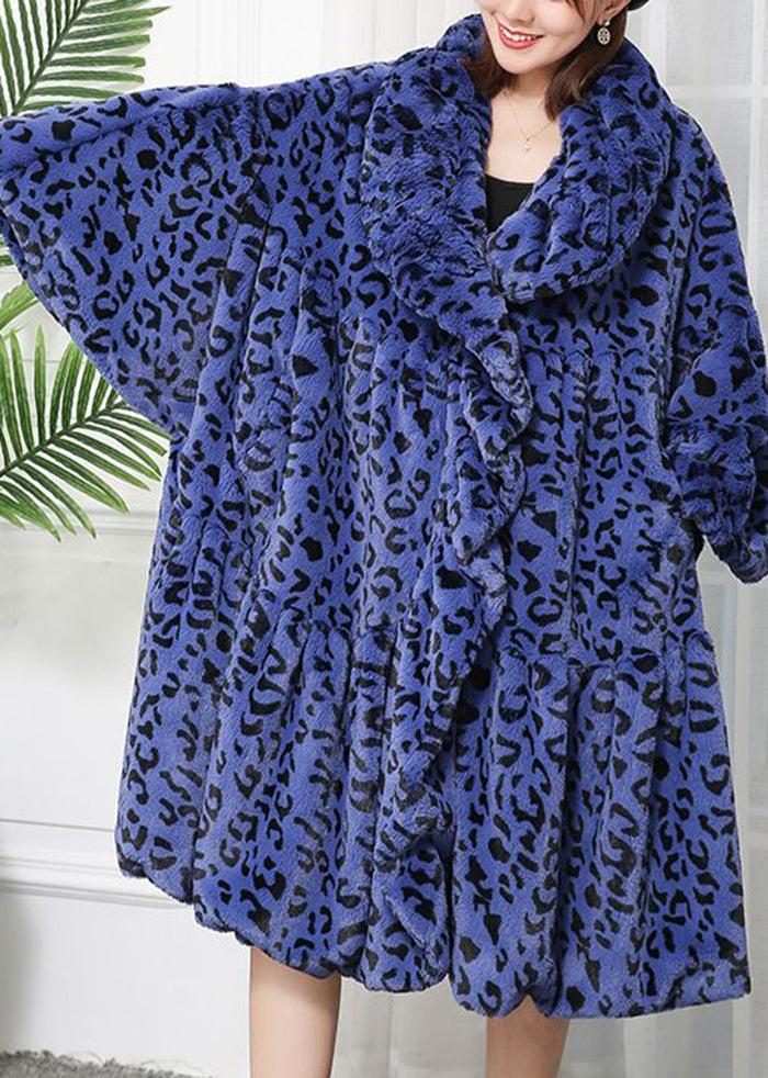 Caramel Oversized Leopard Print Fuzzy Fur Fluffy Jackets Winter