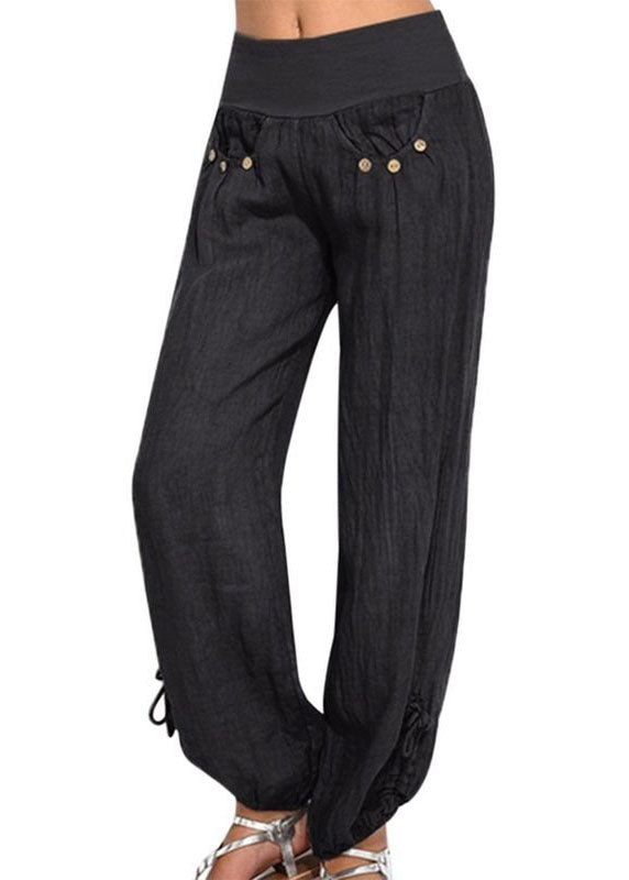 High Waist Color Button Yoga Harem Pants