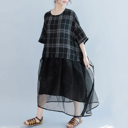 Lattice Loose Summer Lacing Black Dress