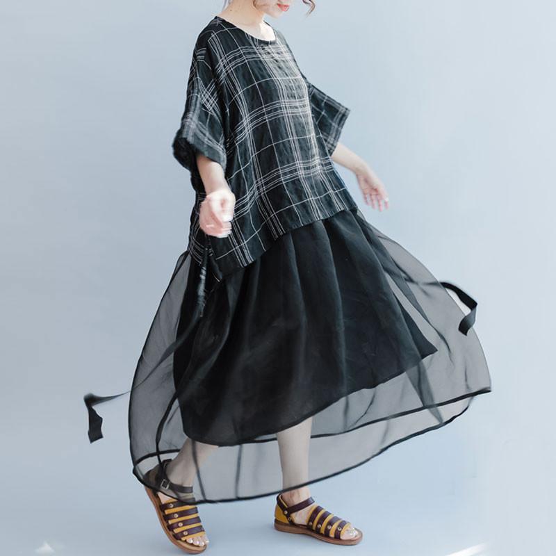 Lattice Loose Summer Lacing Black Dress