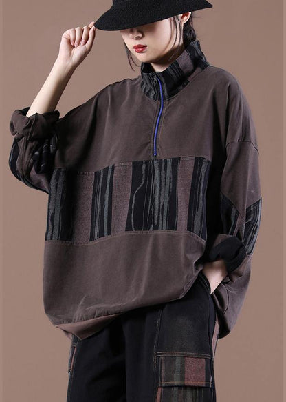 Women Casual Spring Loose Crane Chocolate Tops