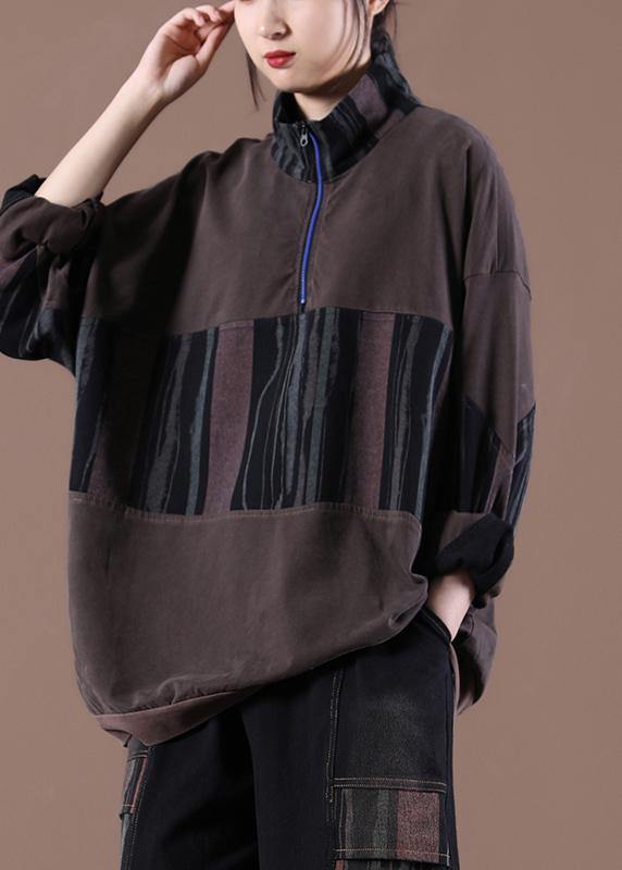 Women Casual Spring Loose Crane Chocolate Tops