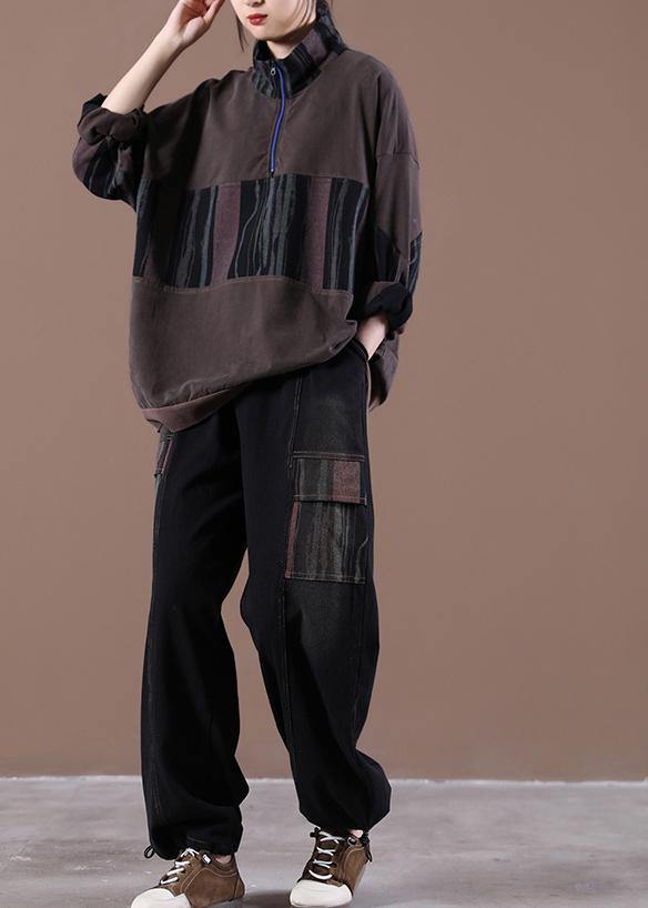Women Casual Spring Loose Crane Chocolate Tops