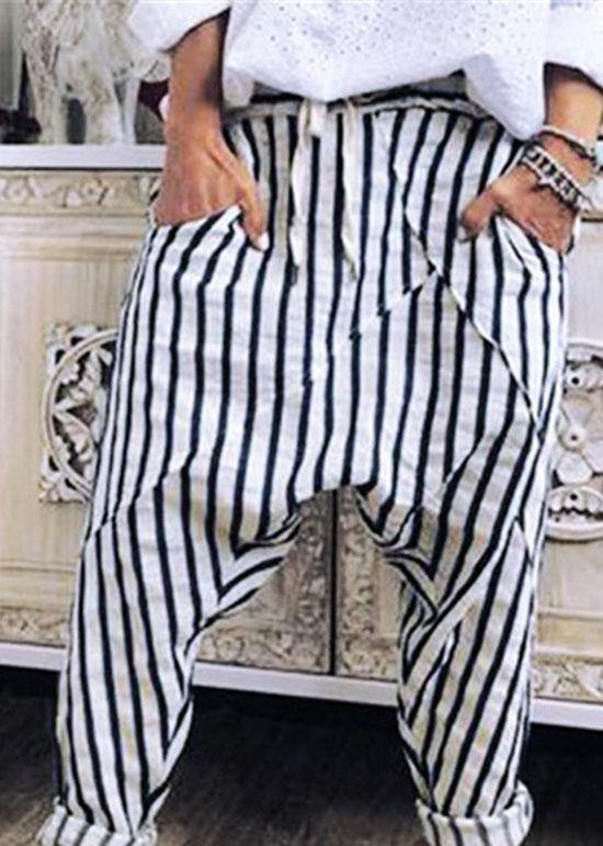 Striped Elastic Waist Trouser Pants