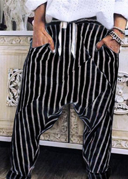 Striped Elastic Waist Trouser Pants