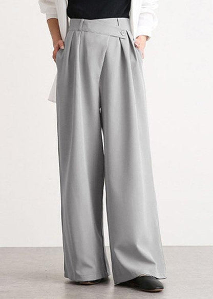 Work Cross Button Design Wide Leg Pants