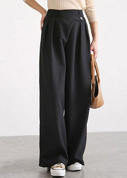 Work Cross Button Design Wide Leg Pants