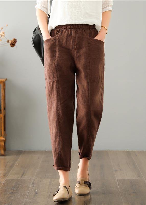 Chocolate Cotton Linen Summer Pants