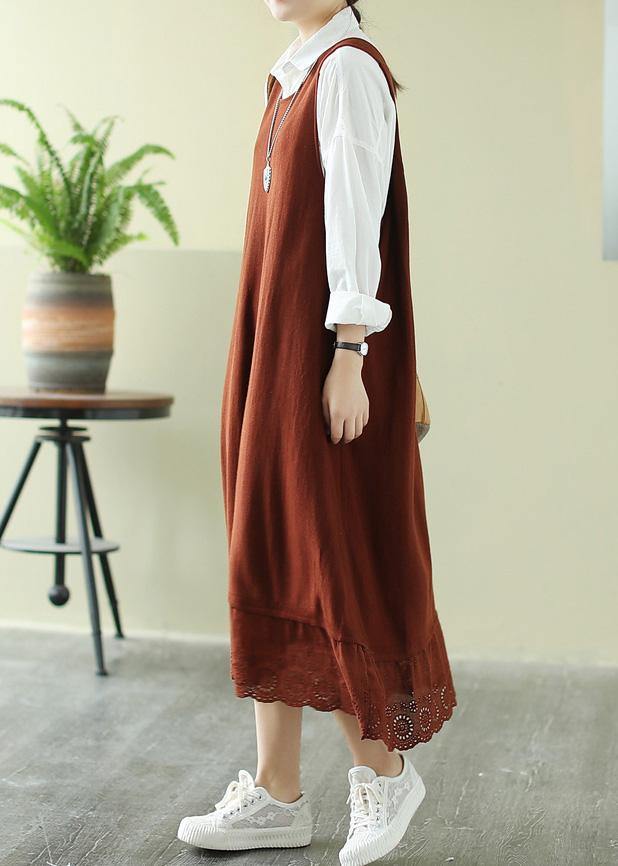 Chocolate Dresses O Neck Sleeveless Dresses Spring Dresses