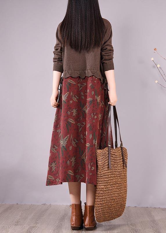 Chocolate Patchwork Print Clothes O Neck Loose Spring Dress
