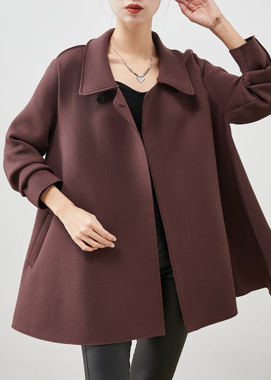 Chocolate Peter Pan Collar Double Breast Cotton Trench Spring