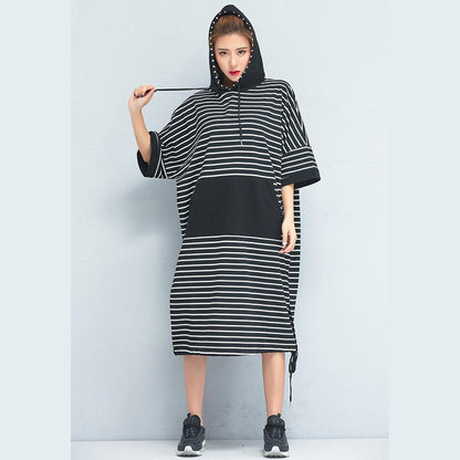 Clothing Loose Cotton Striped Dress