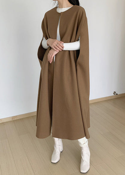 Coffee Original Design Woolen Coats Sleeveless