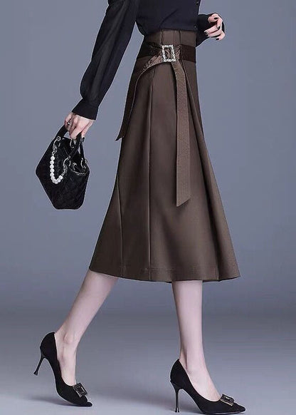 Chocolate Patchwork High Waist Cotton Skirts Spring