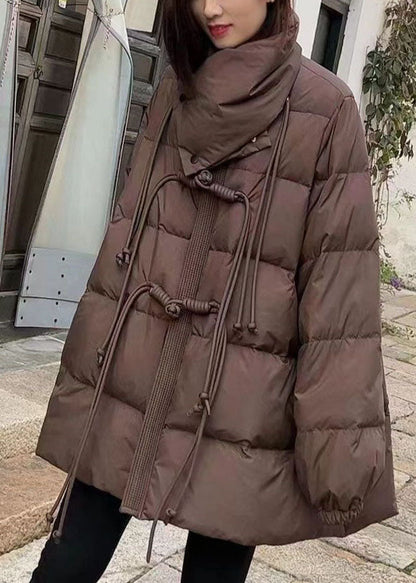 Chocolate Scarf Collar Oversized Tassel Duck Down Down Coats Winter