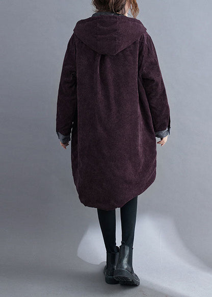 Chocolate Hooded Pockets Winter Jackets Cotton Thick Coats