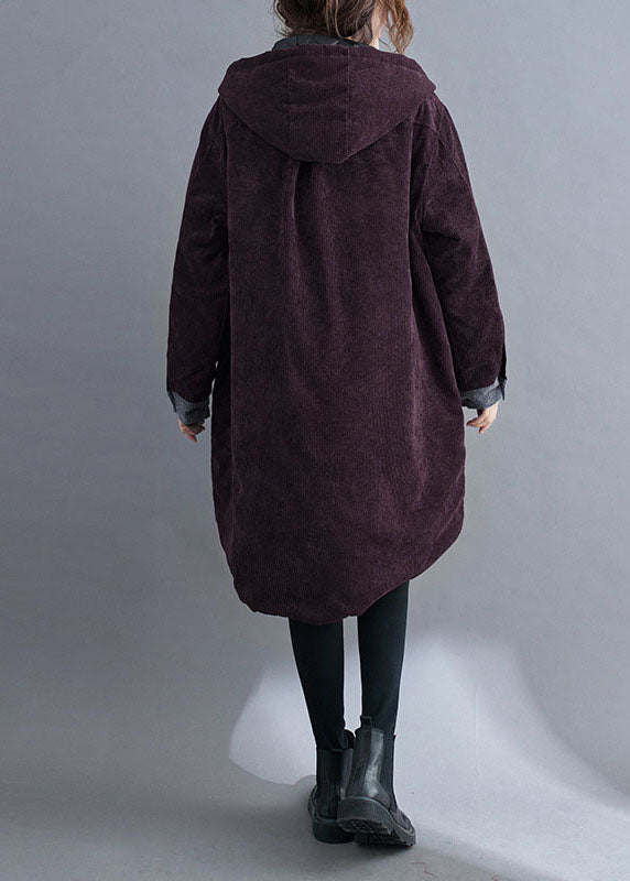 Chocolate Hooded Pockets Winter Jackets Cotton Thick Coats
