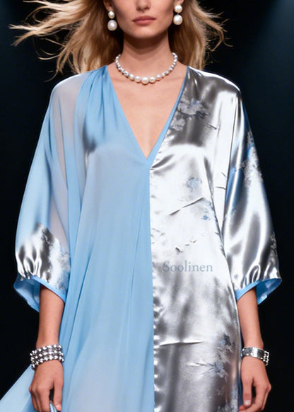 Colorblock Asymmetrical Patchwork Chiffon Party Dress Summer