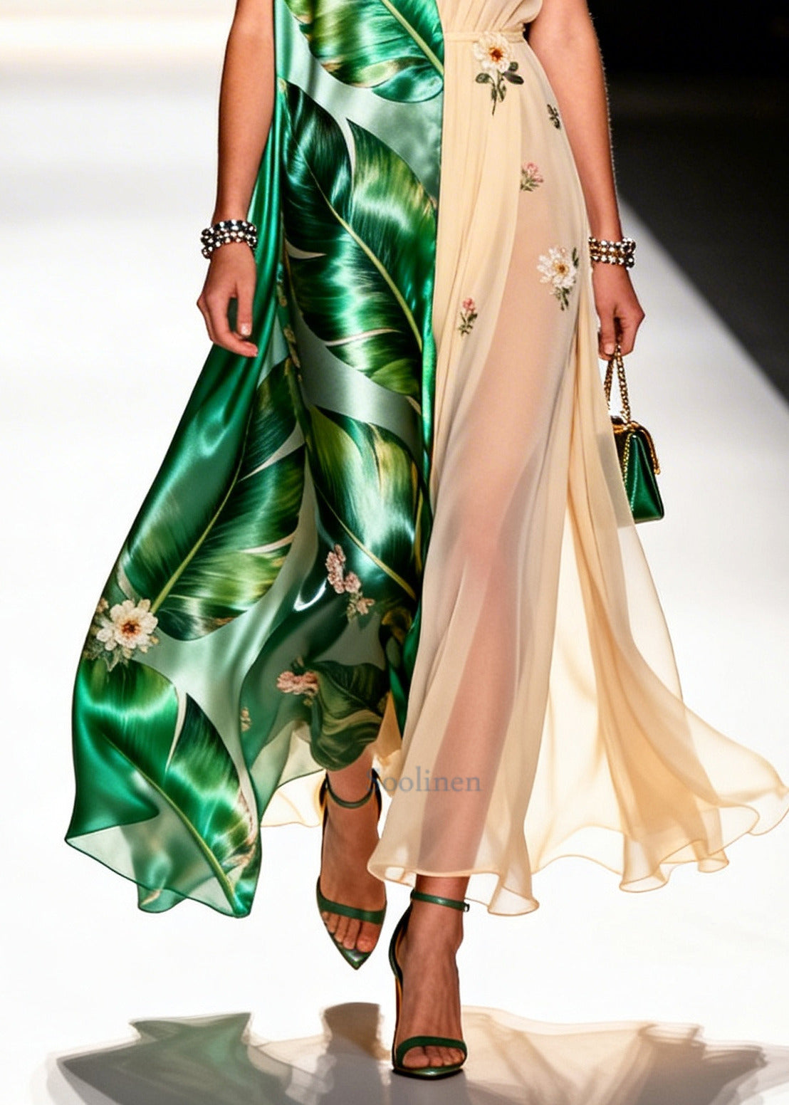 Colorblock Asymmetrical Patchwork Chiffon Party Dresses Sleeveless