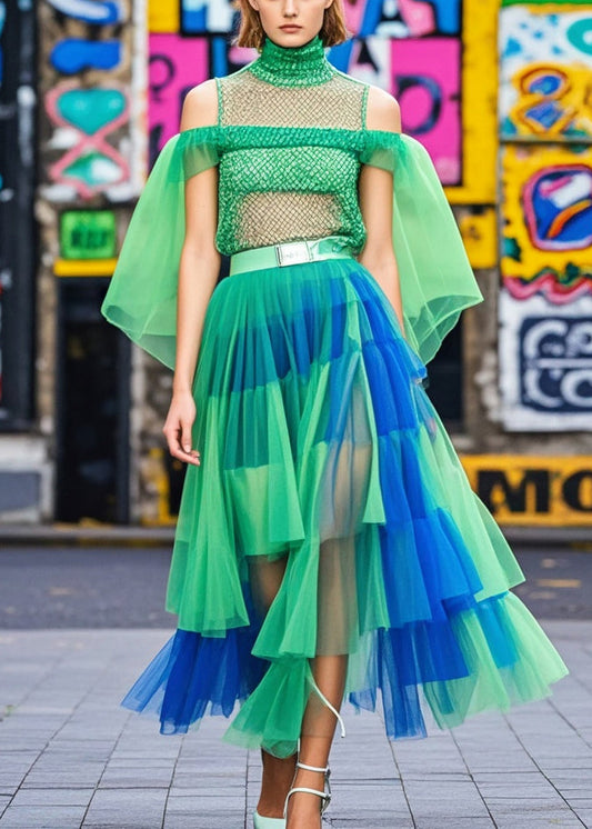 Colorblock Exra Large Hem Tulle Beach Skirts Summer