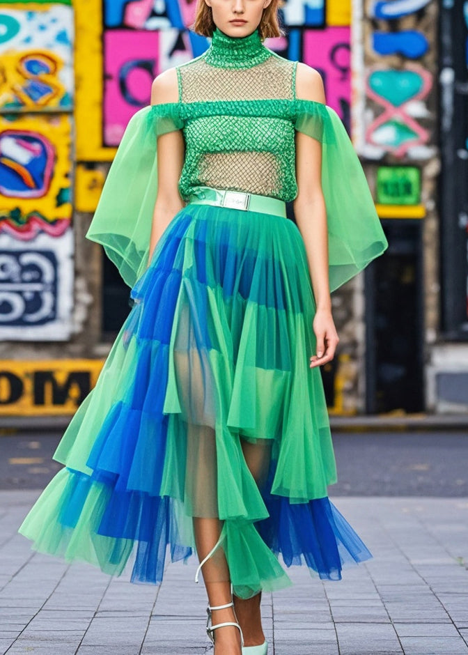 Colorblock Exra Large Hem Tulle Beach Skirts Summer
