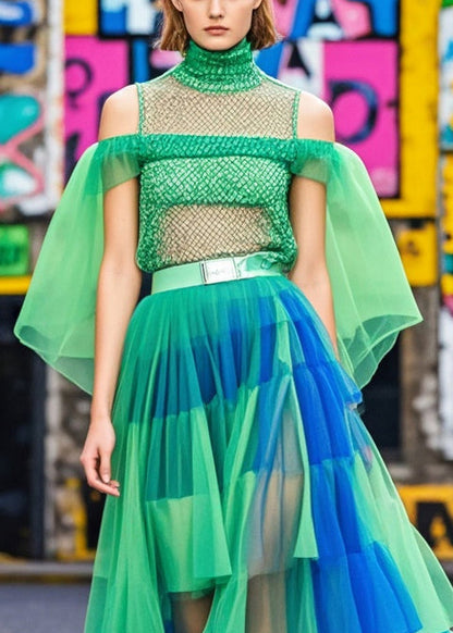 Colorblock Exra Large Hem Tulle Beach Skirts Summer