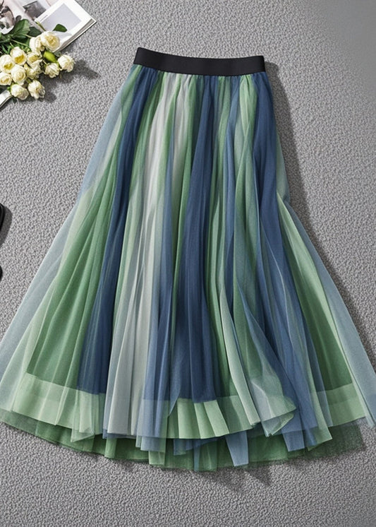Colorblock Exra Large Hem Tulle Pleated Skirt Fall