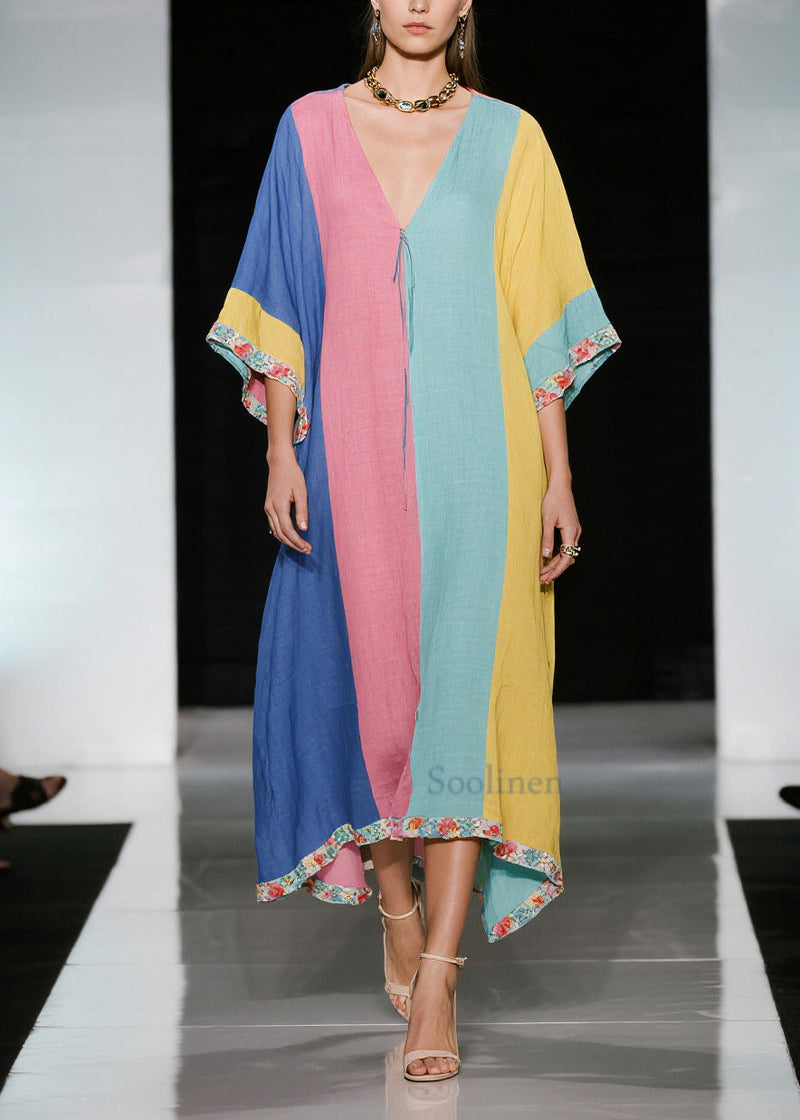 Colorblock Oversized Cotton Holiday Dress Summer