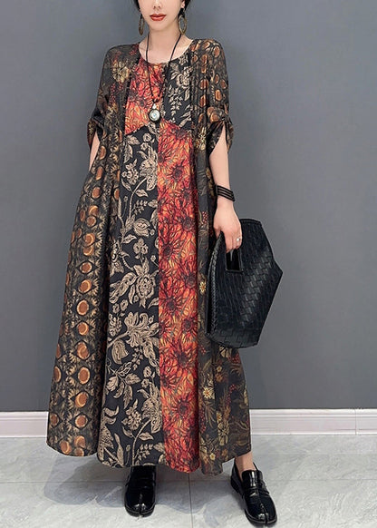 Colorblock Oversized Patchwork Print Long Dress Summer