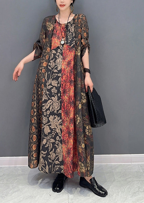 Colorblock Oversized Patchwork Print Long Dress Summer
