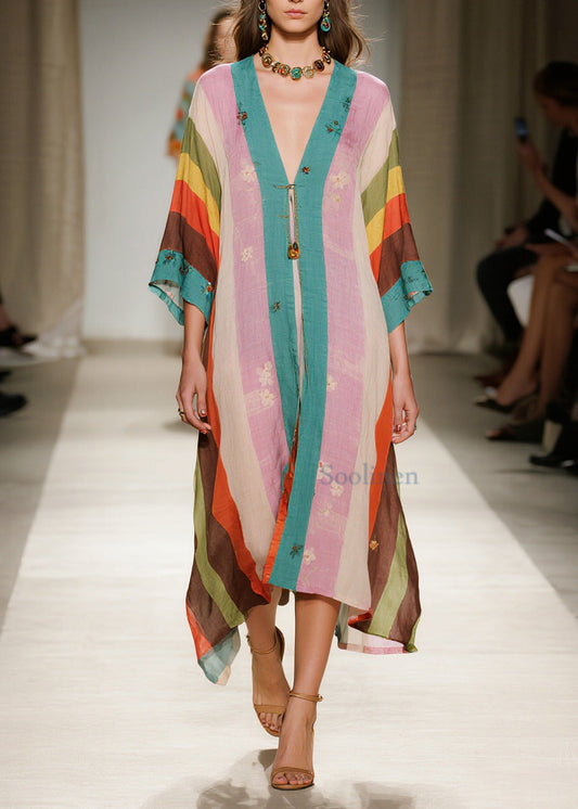 Colorblock Oversized Print Cotton Vacation Dresses Summer