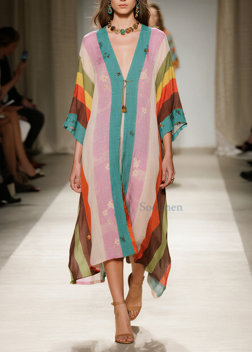 Colorblock Oversized Print Cotton Vacation Dresses Summer