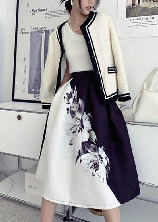 Colorblock Wrinkled Print Cotton Skirts Spring