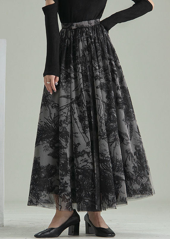 Colorblock Print Tulle Maxi Skirt Spring
