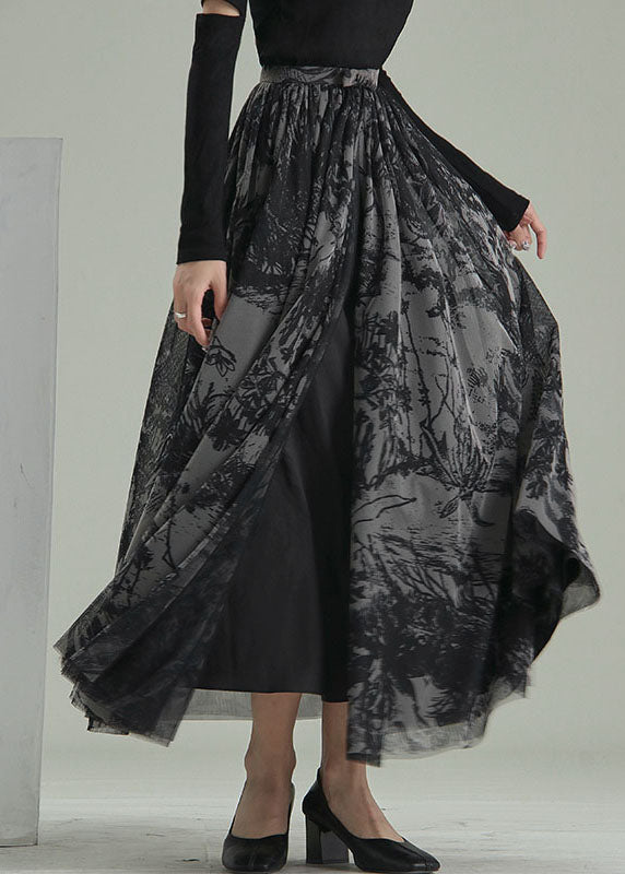 Colorblock Print Tulle Maxi Skirt Spring