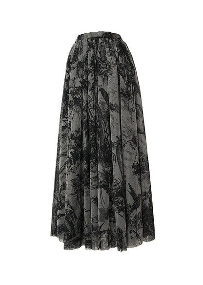 Colorblock Print Tulle Maxi Skirt Spring