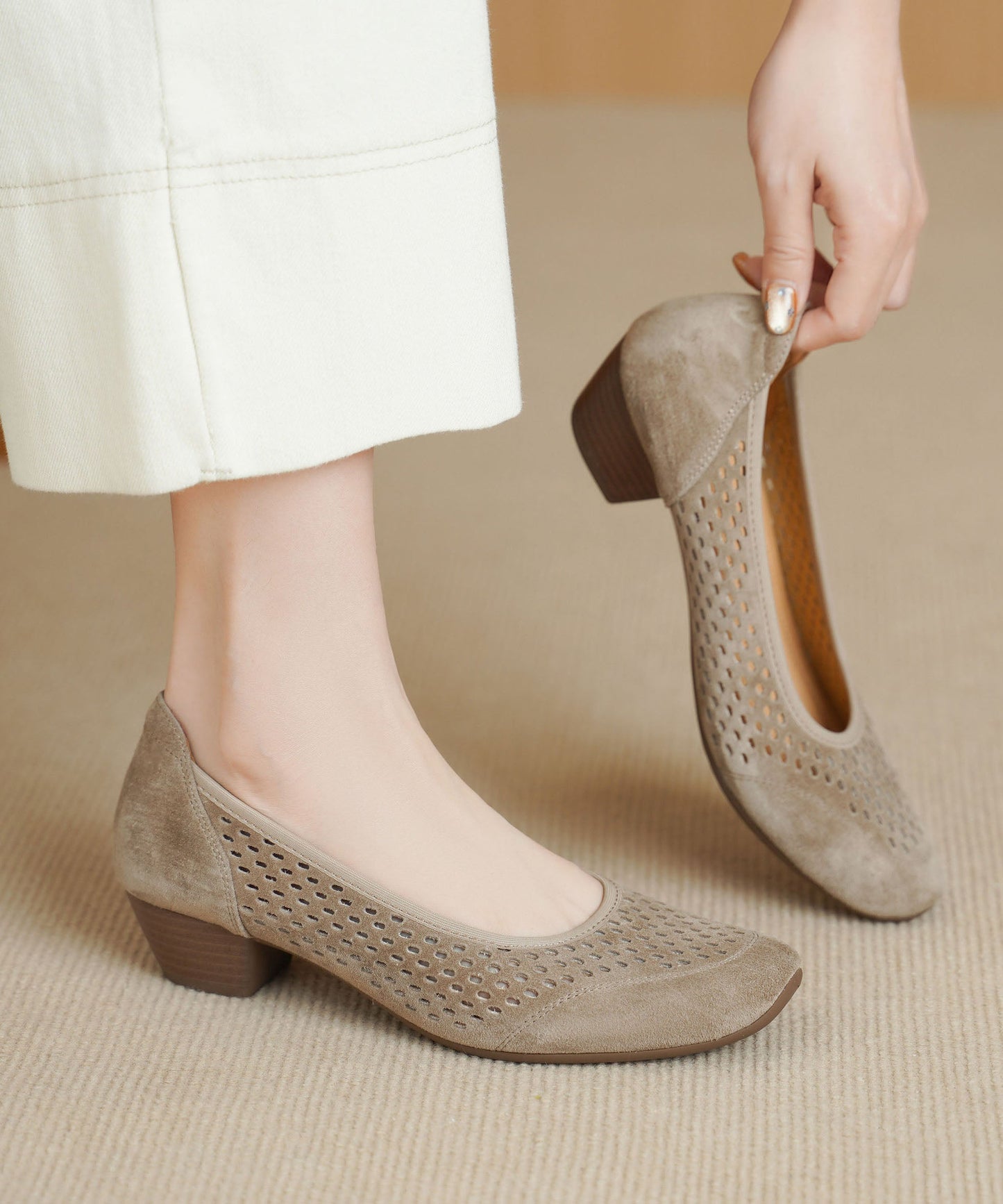 Comfortable Breathable Chunky Black Suede Shoes