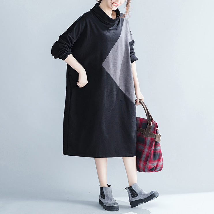 Cotton Causual Loose Color Block Dresses