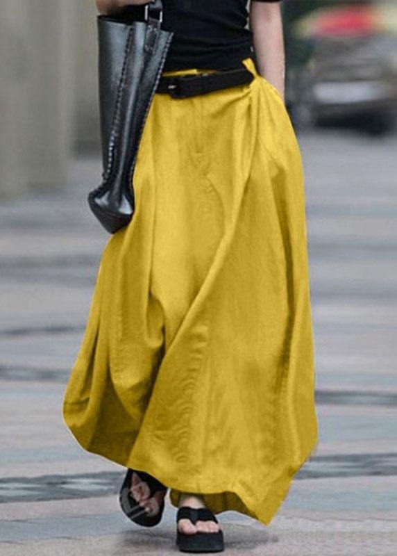 Cotton High Elastic Waist Side Pocket Zipper Green Text Skirts
