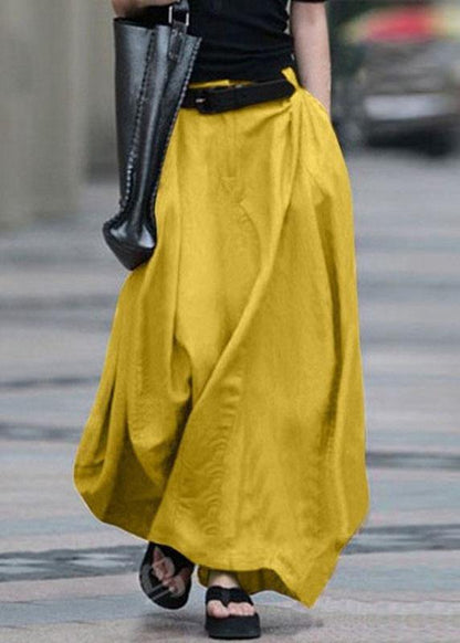 Cotton High Elastic Waist Side Pocket Zipper Skirts
