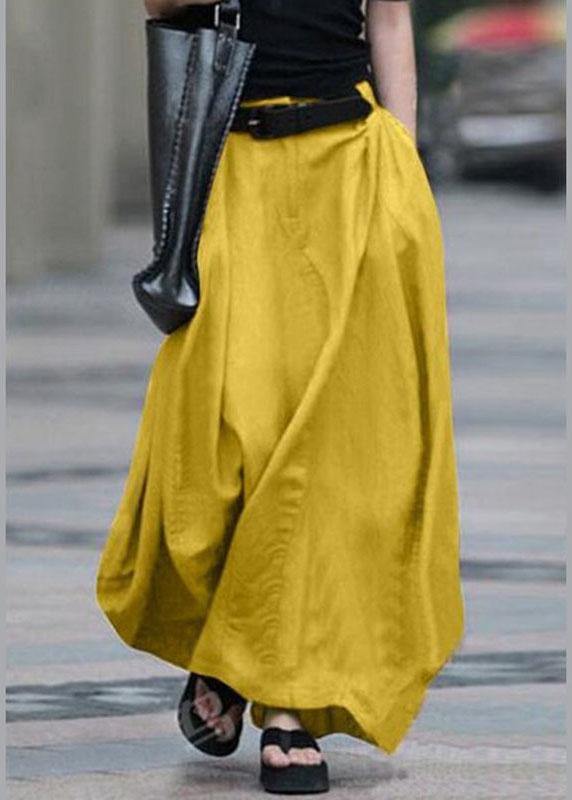 Cotton High Elastic Waist Side Pocket Zipper Green Text Skirts