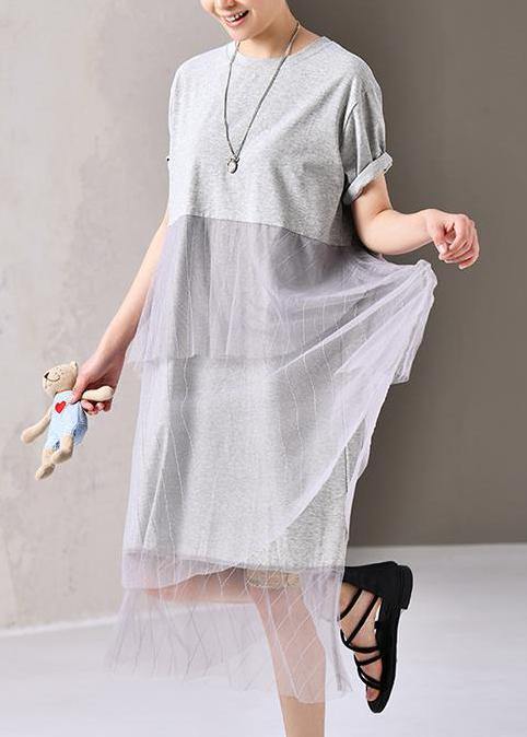 Cotton Outfit Cotton Round Neck Short Sleeve Lace Dress