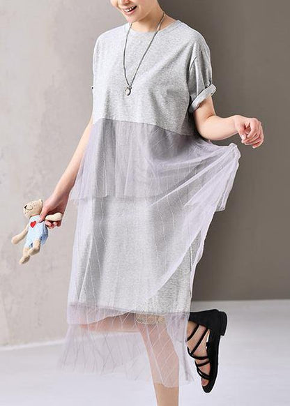 Cotton Outfit Cotton Round Neck Short Sleeve Lace Dress