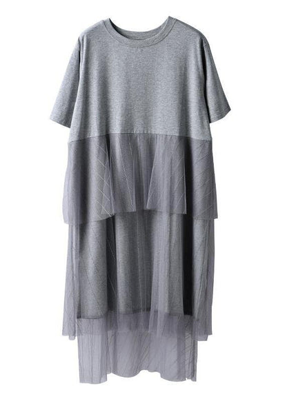 Cotton Outfit Cotton Round Neck Short Sleeve Lace Dress