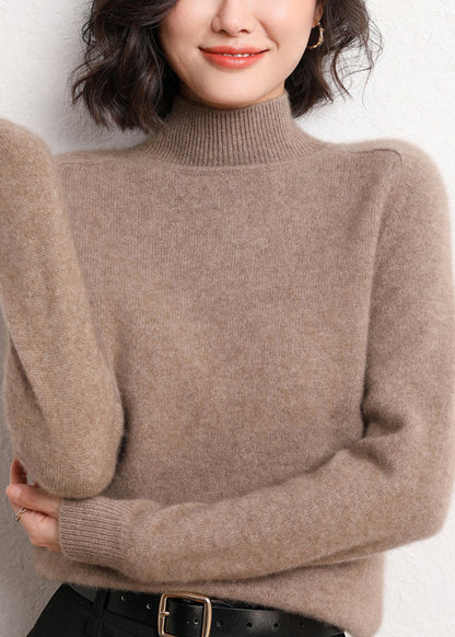 Dark Camel Turtleneck Cashmer Sweaters Winter