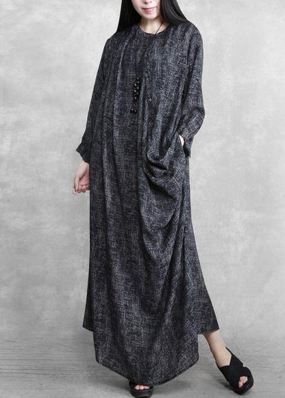 Dark Gray Linen Maxi Dress Spring Outfits