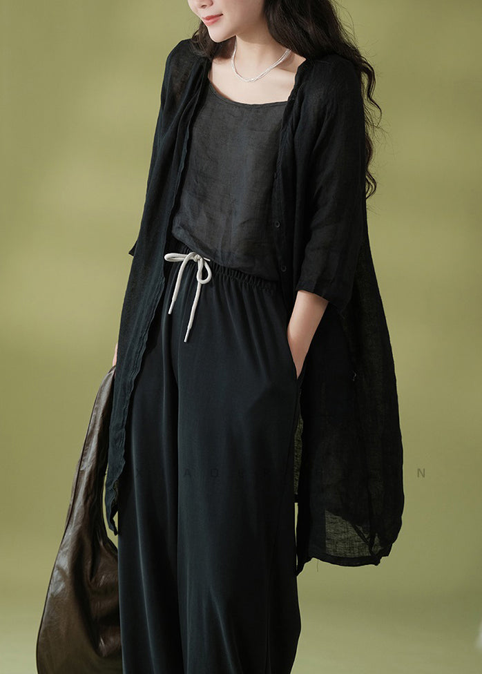Dark Gray V Neck Button Patchwork Cotton Cardigans Fall